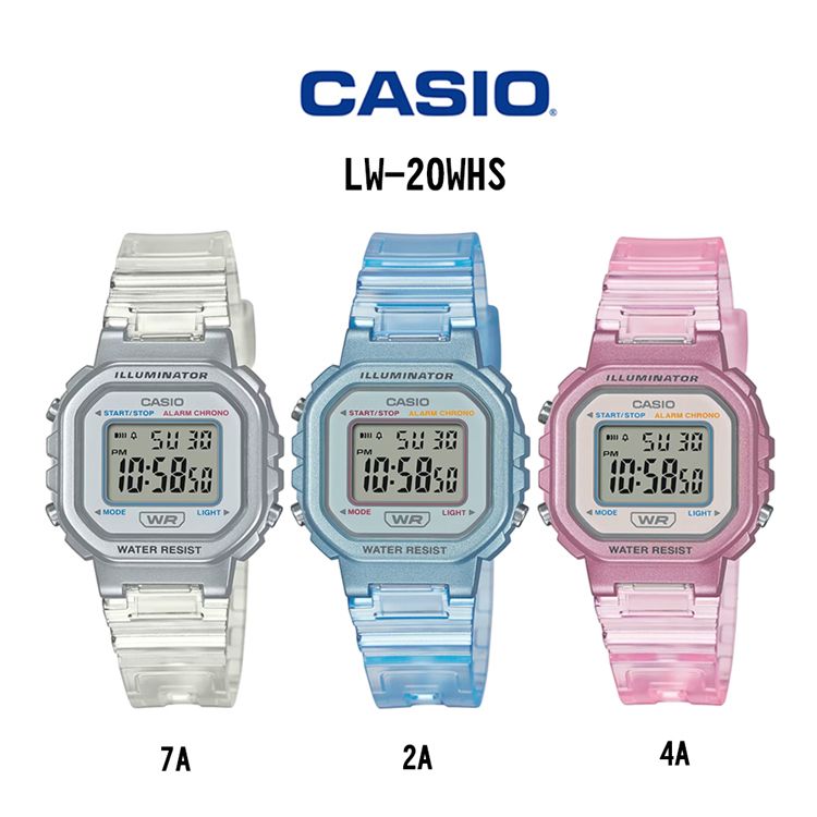 CASIO 卡西歐 LA-20WHS方形錶多功能造型運動錶