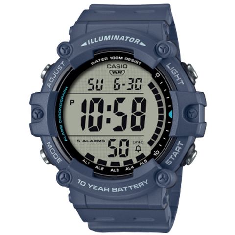 【CASIO 卡西歐】大數字顯示野營數位電子運動腕錶/藍(AE-1500WH-2A)