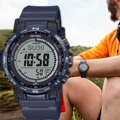 CASIO 卡西歐 PROTREK 戶外多功能太陽能電波手錶 登山錶 氣壓高度溫度 PRW-35Y-2