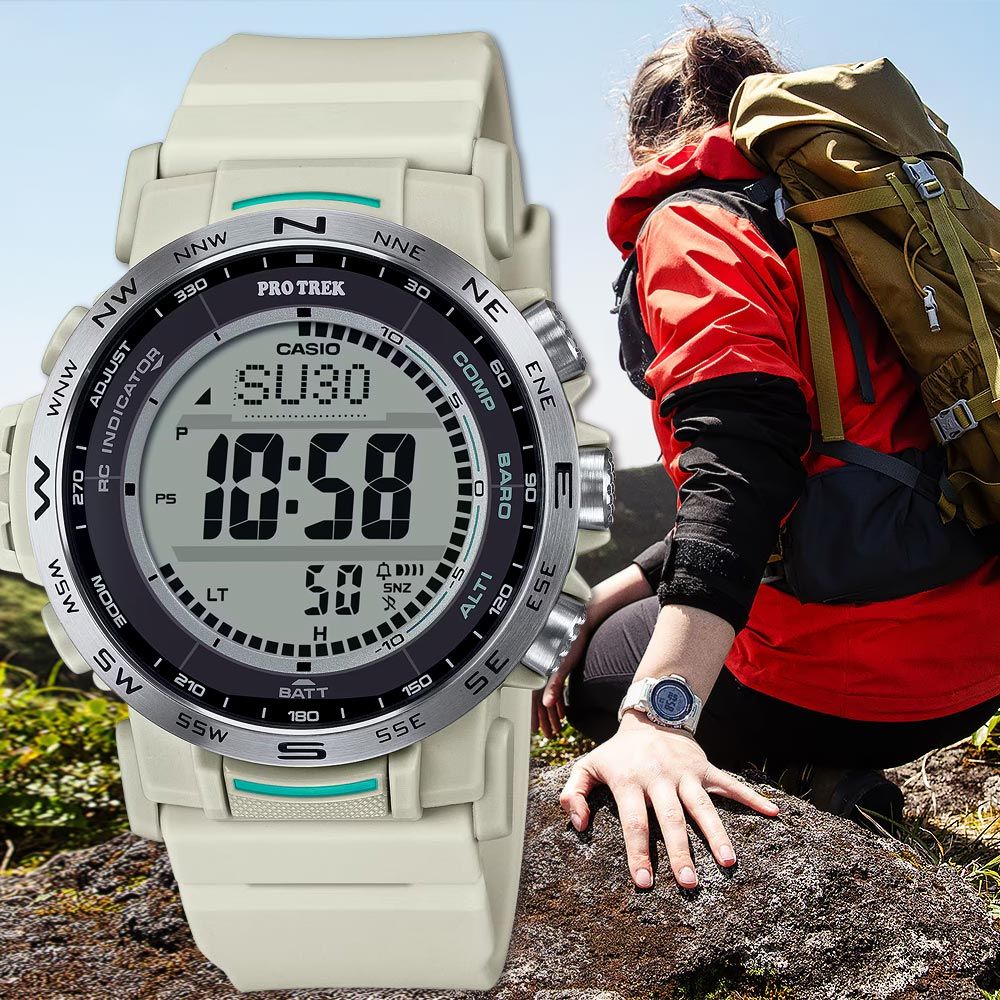 CASIO 卡西歐   PROTREK 戶外多功能太陽能電波手錶 登山錶 氣壓高度溫度 PRW-35-7