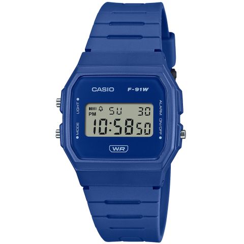 CASIO 卡西歐 輕薄簡約數位電子腕錶/藍(F-91WB-2A1)