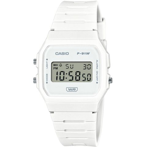 CASIO 卡西歐 輕薄簡約數位電子腕錶/白(F-91WB-7A)