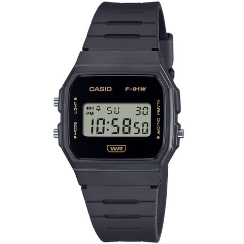 CASIO 卡西歐 輕薄簡約數位電子腕錶/深灰(F-91WB-8A)