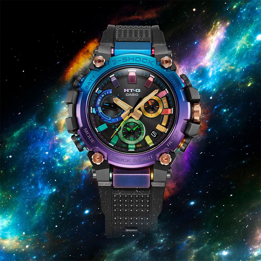 CASIO 卡西歐  MT-G 太陽能雙核心防護智慧藍芽電波錶/銀河星雲款/MTG-B3000DN-1A