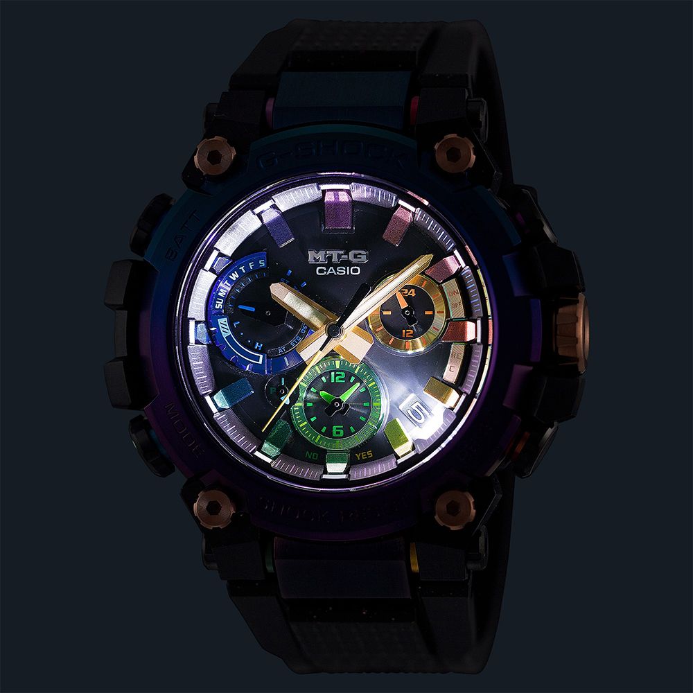 CASIO 卡西歐  MT-G 太陽能雙核心防護智慧藍芽電波錶/銀河星雲款/MTG-B3000DN-1A