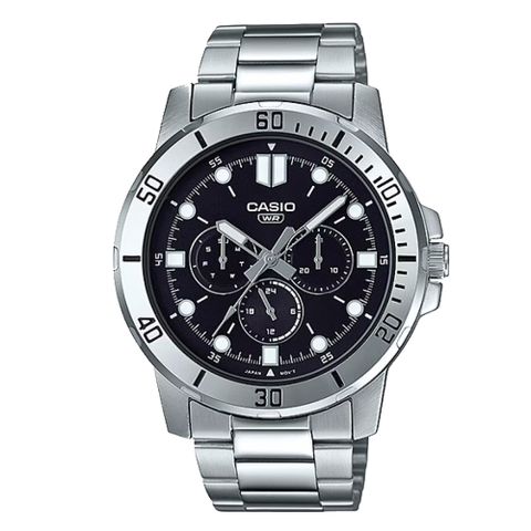 【CASIO 卡西歐 】紳士三眼鋼帶錶 MTP-VD300D-1E