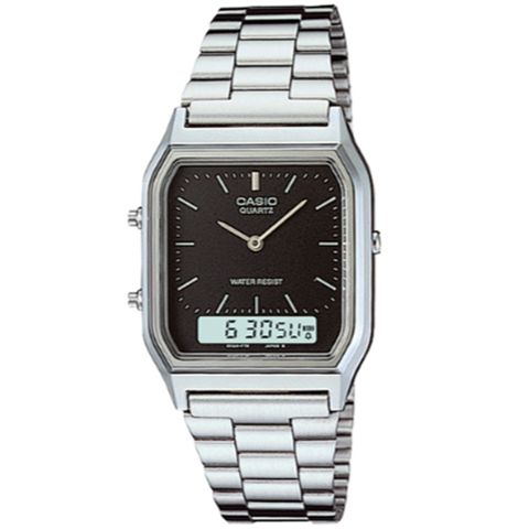 【CASIO 卡西歐】時尚型男復古雙顯設計錶(AQ-230A-1DMQ)