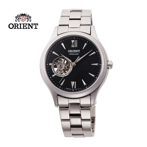 ORIENT 東方 錶 ELEGANT系列 優雅小鏤空機械錶 鋼帶款 黑色 RA-AG0021B - 36mm