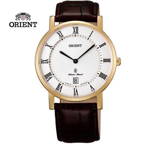 ORIENT 東方 錶 SLIM系列 超薄簡約優雅藍寶石鏡面石英錶 皮帶款 FGW0100FW 金色 - 38mm