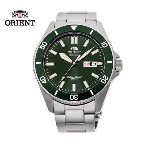 ORIENT 東方 錶 WATER RESISTANT系列 200m 潛水錶 鋼帶款 綠色 RA-AA0914E - 44mm