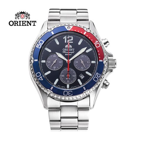 ORIENT 東方 錶 Quartz Sports系列 太陽能跑馬計時腕錶 鋼帶款 藍色 RA-TX0201L - 42.8 mm