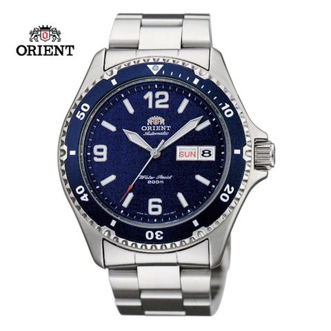 ORIENT 東方 錶 WATER RESISTANT系列 200m潛水機械錶 鋼帶款 藍色 FAA02002D - 41.5 mm