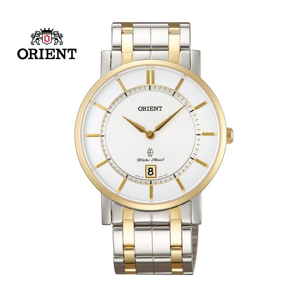 ORIENT 東方  錶 SLIM系列 超薄簡約優雅藍寶石鏡面石英錶 鋼帶款 FGW01003W 白面 - 38mm