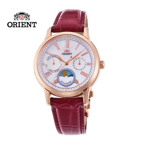 ORIENT 東方錶 SUN&amp;MOON系列 日月相錶 皮帶款 棗紅色 RA-KA0001A