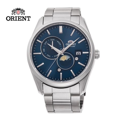 ORIENT 東方錶 SUN&amp;MOON系列 日月相錶 鋼帶款 藍面 RA-AK0308L- 41.5mm
