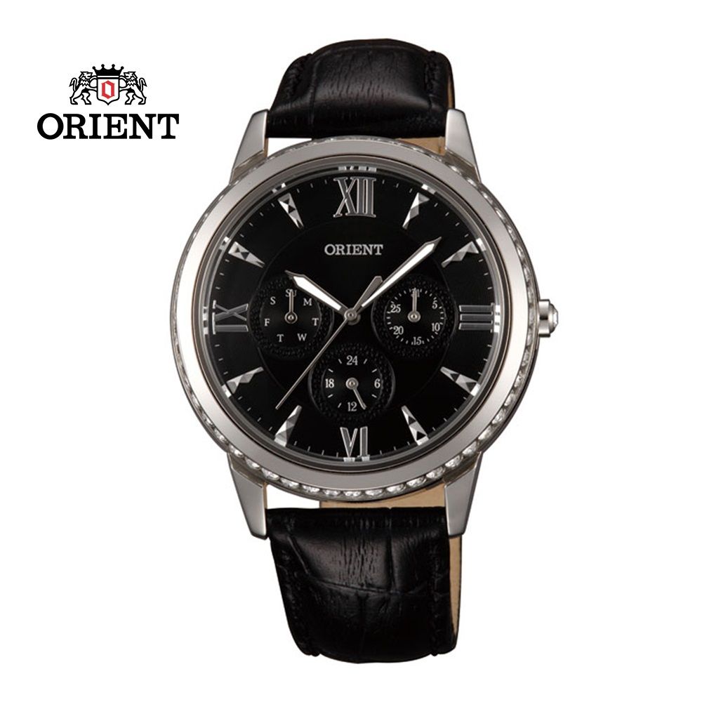 ORIENT 東方  錶 CASUAL系列 璀璨晶鑽三眼石英錶 皮帶款 FSW03004B 黑色 - 39mm