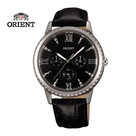 ORIENT 東方 錶 CASUAL系列 璀璨晶鑽三眼石英錶 皮帶款 FSW03004B 黑色 - 39mm