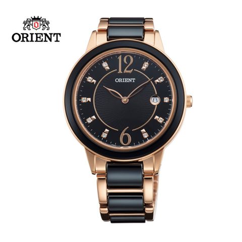 ORIENT 東方錶 DRESS系列 簡約晶鑽陶瓷石英錶 陶瓷鋼帶款 FGW04001B 黑色 - 38.5mm