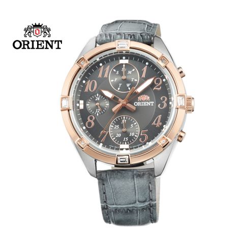 ORIENT 東方錶 SPORTY DESIGN系列 運動三眼石英錶 皮帶款 FUY04005A 灰色 - 38.5mm