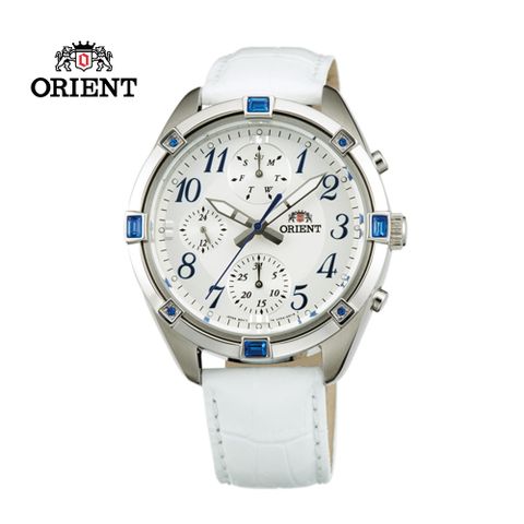 ORIENT 東方 錶 SPORTY DESIGN系列 運動三眼石英錶 皮帶款 FUY04006W 白色 - 38.5mm