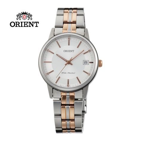 ORIENT 東方 錶  PAIR系列 數字復古風藍寶石石英錶 女生鋼帶款 FUNG7001W 玫瑰金色 - 26mm