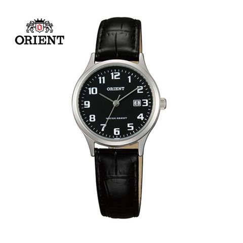 ORIENT 東方錶 TRADITIONAL STYLE系列 復古阿拉伯數字石英錶 皮帶款 黑色 FSZ3N005B - 28mm