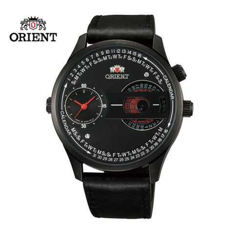 ORIENT 東方 錶 DUAL系列 雙時鏤空造型腕錶 皮帶款 FXC00002B 黑色 - 43mm