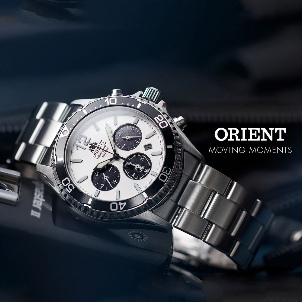 ORIENT 東方  錶 Sports 熊貓錶 潛水風格太陽能三眼計時手錶-42.8mm RA-TX0203S