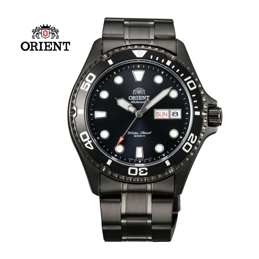 ORIENT 東方  錶 WATER RESISTANT系列 200m潛水機械錶 鋼帶款 黑色 FAA02003B - 41.5 mm