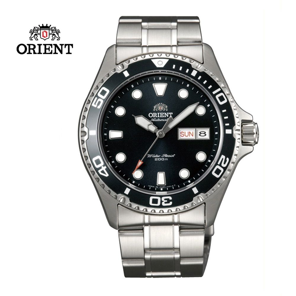 ORIENT 東方  錶 WATER RESISTANT系列 200m潛水機械錶 鋼帶款 黑色 FAA02004B - 41.5 mm