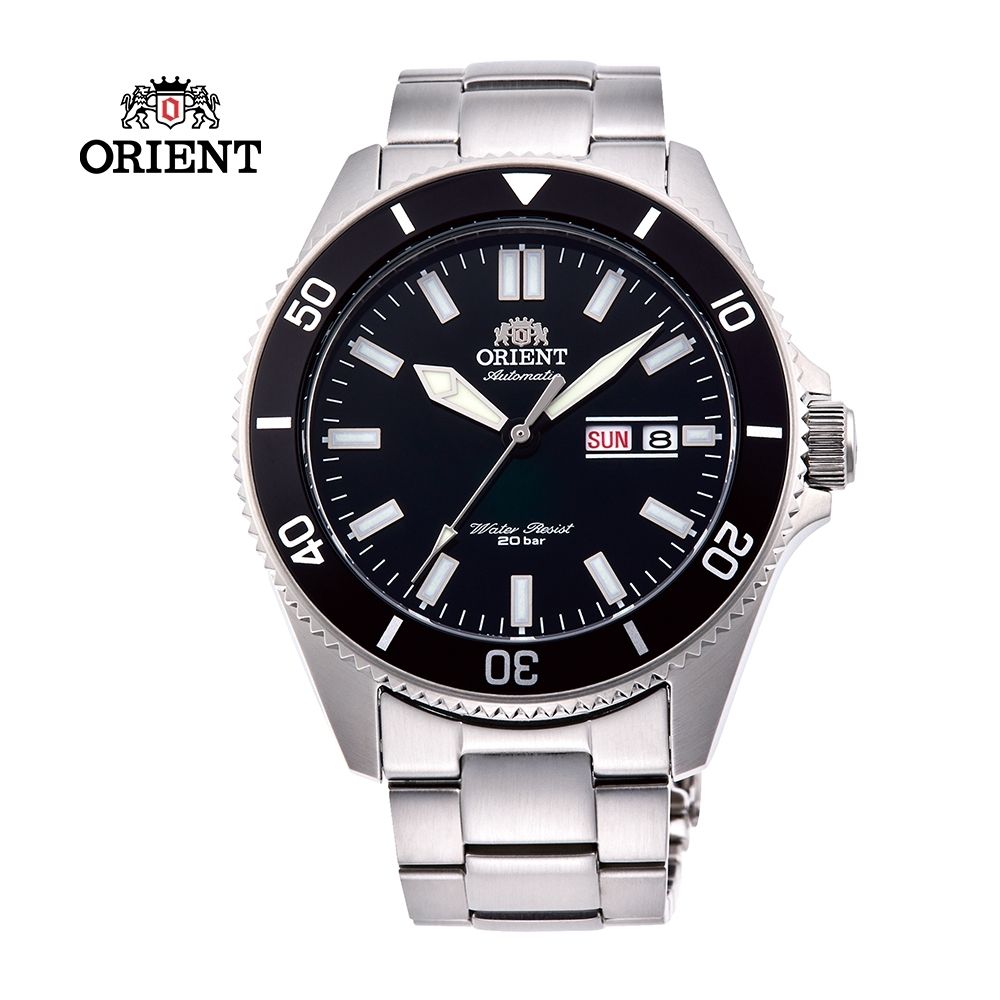 ORIENT 東方  錶 WATER RESISTANT系列 200m 潛水錶 鋼帶款 黑色 RA-AA0008B - 44mm