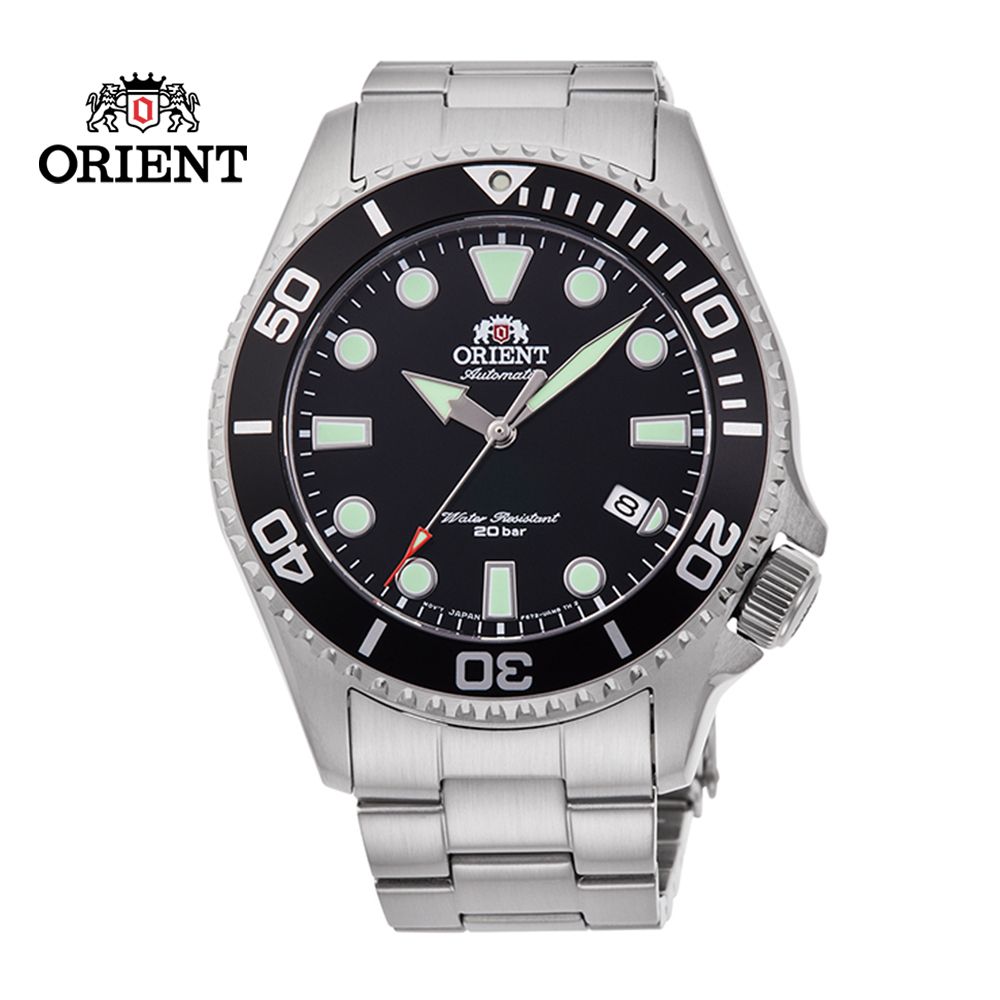 ORIENT 東方  錶 SPORTS系列 WATER RESISTANT 200m潛水錶 鋼帶款 黑色 RA-AC0K01B - 43.4mm