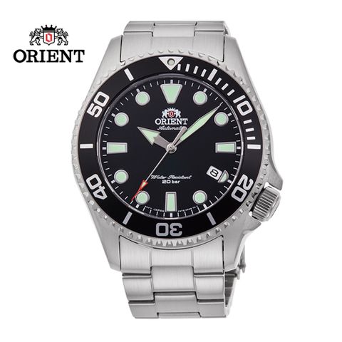 ORIENT 東方 錶 SPORTS系列 WATER RESISTANT 200m潛水錶 鋼帶款 黑色 RA-AC0K01B - 43.4mm