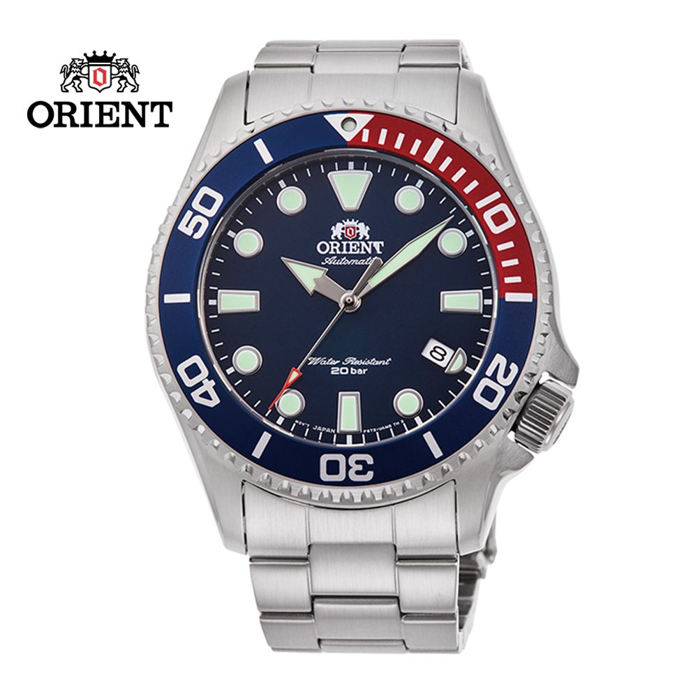 ORIENT 東方  錶 SPORTS系列 WATER RESISTANT 200m潛水錶 鋼帶款 藍色 RA-AC0K03L - 43.4mm