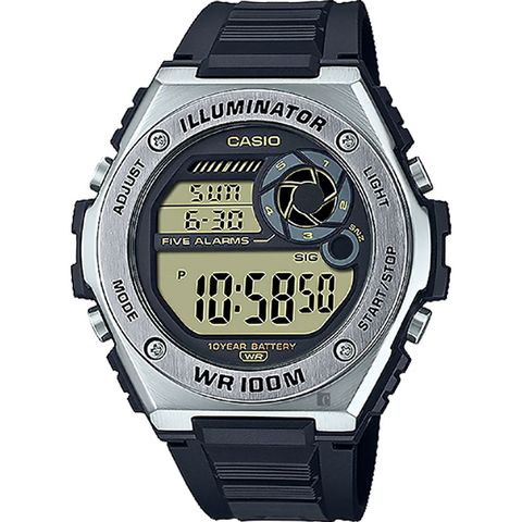 熱銷品牌▼日系手錶CASIO 卡西歐 10年電力金屬風計時手錶-黑 MWD-100H-9A