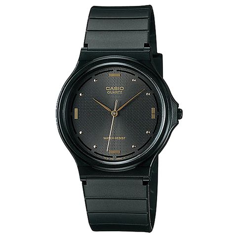 【CASIO 卡西歐】極簡百搭薄型腕錶/黑x黑面(MQ-76-1ALDF)