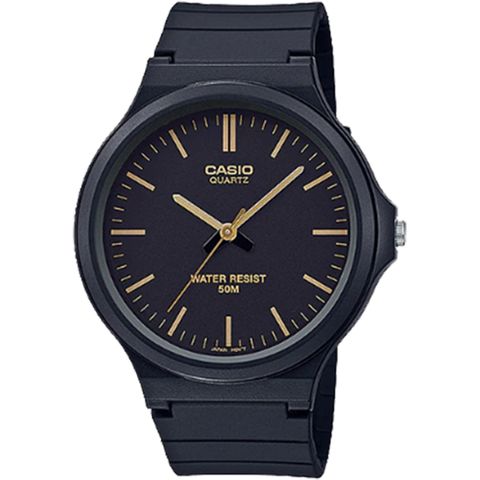 【CASIO 卡西歐】簡約指針設計時尚錶-黑x金色時刻(MW-240-1E2VDF)