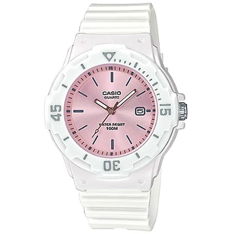 【CASIO 卡西歐】女孩魅力潮流時尚腕錶/香檳粉x白(LRW-200H-4E3VDF)