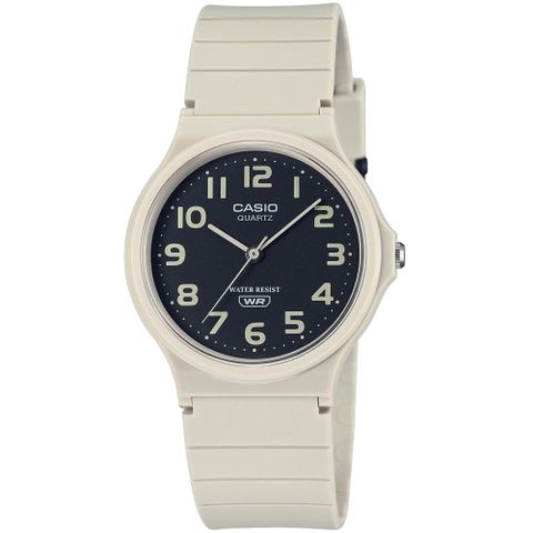 【CASIO 卡西歐】簡約輕薄雙色橡膠腕錶/白x黑面 數字款(MQ-24UC-8B)