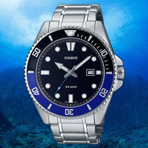 熱銷品牌▼日系手錶CASIO 卡西歐 藍黑水鬼 槍魚 200米潛水錶 運動手錶 MDV-107D-1A2V