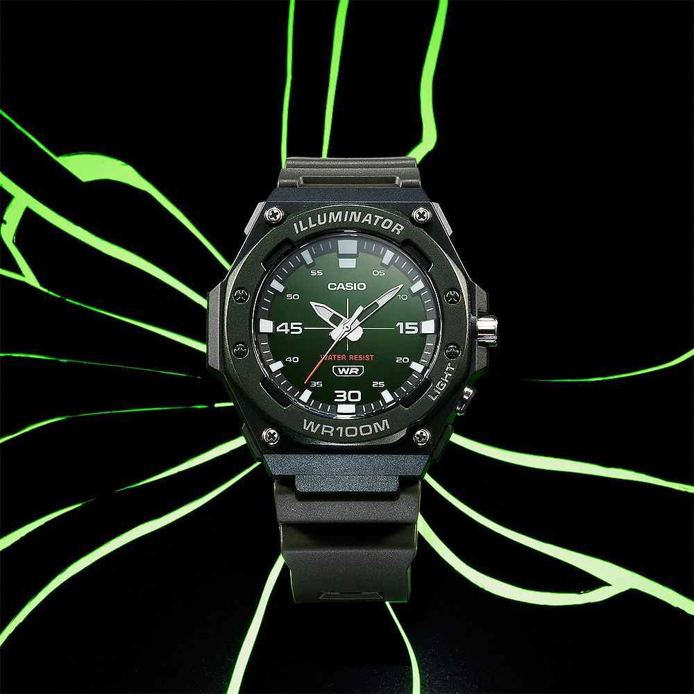 CASIO 卡西歐   運動風大三針手錶-綠 MW-620H-3AV