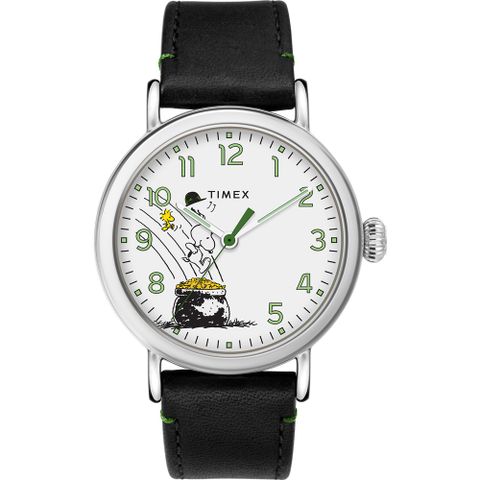 【TIMEX】天美時 x SNOOPY 限量聯名系列聖派翠克節手錶 (白x黑 TXTW2U72300)