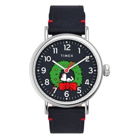 【TIMEX】天美時 x SNOOPY 限量聯名系列 聖誕花圈款手錶-深藍/40mm