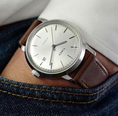【TIMEX】天美時 復刻系列 機械錶 (銀/棕色 TXTW2T22700)