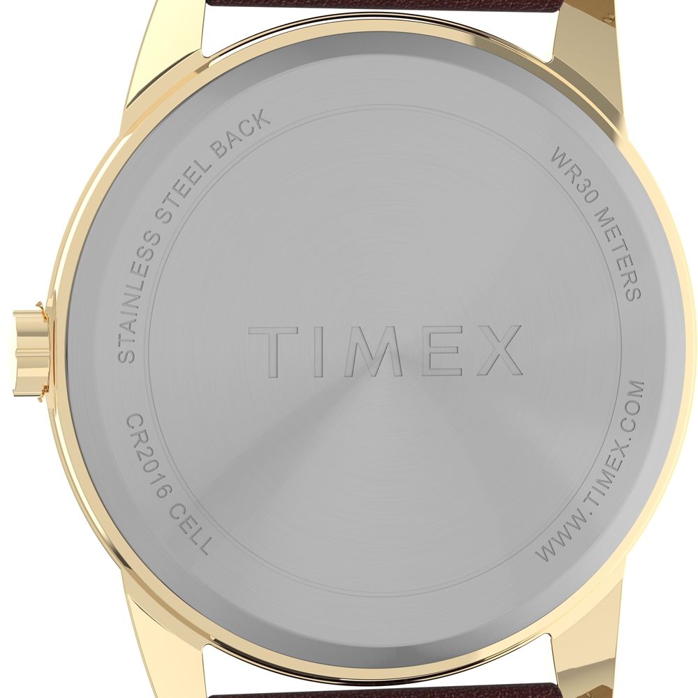 TIMEX 天美時  Easy Reader系列 咖啡色摺疊扣簡約中性錶 (奶油x金TXTW2V68900)