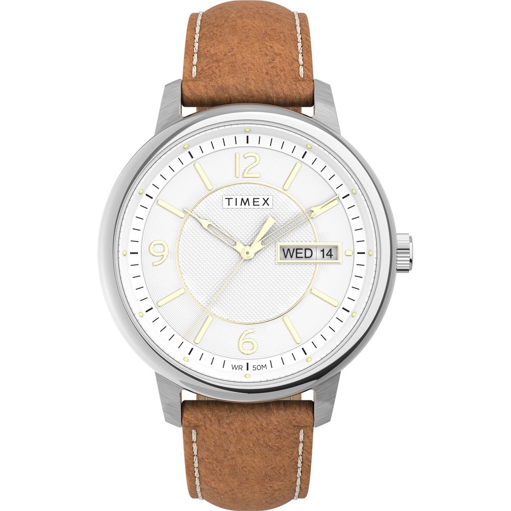 TIMEX 天美時  風格系列 日期星期顯示 細緻紳士手錶 (銀x白 TXTW2V28900)