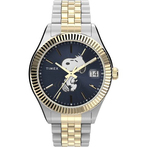 【TIMEX】天美時 x SNOOPY 限量聯名系列 仕女手錶 (藍x金銀TXTW2V47500)