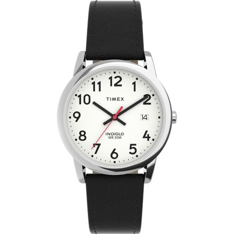 【TIMEX】天美時 Easy Reader系列 35毫米環保純素皮革錶帶手錶 (白x黑TXTW2V75100)