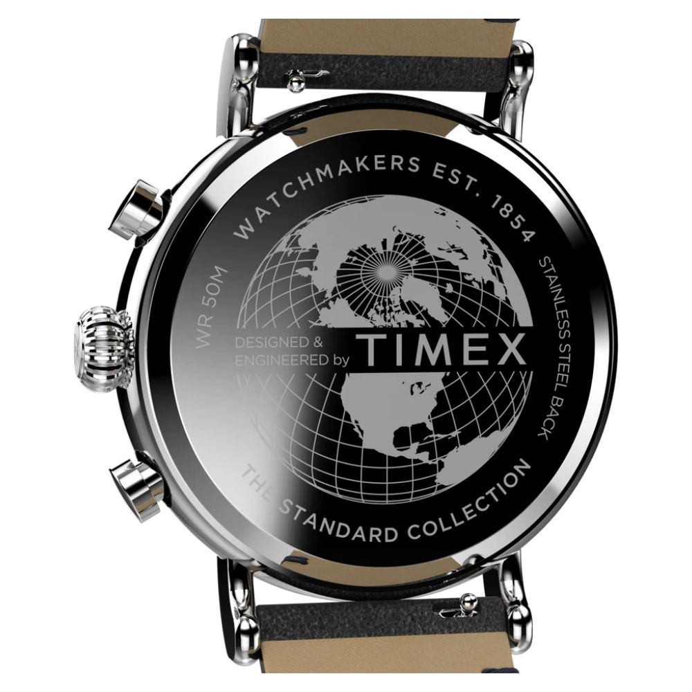 TIMEX 天美時  復刻系列 41 毫米環保皮革計時碼錶(海軍藍x黑TXTW2V71100)