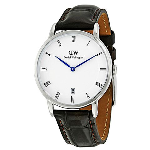 DW Daniel Wellington 深啡鱷魚紋腕錶-銀框/34mm(1142DW)